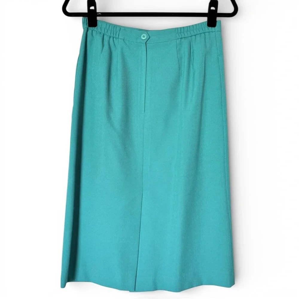Vintage Kasper for A.S.L. Teal Short Sleeve Peplum 2-Piece Skirt Suit Size 8 EUC